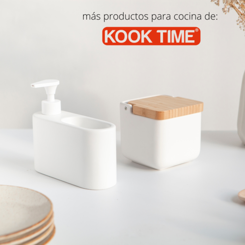 ⇒ Estropajero con dosificador ceramica kook time blanco ▷ Precio