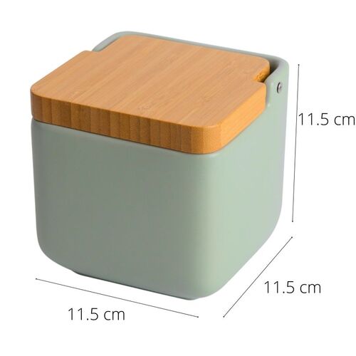 Salero de cocina con tapa bambÃº SQUARE - sage mate