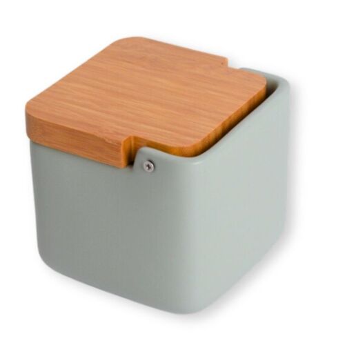 Salero de cocina con tapa bambÃº SQUARE - sage mate