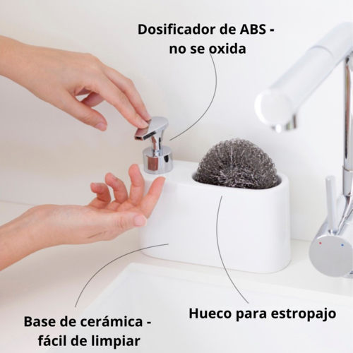 Dosificador de jabón para cocina de cerámica - blanco